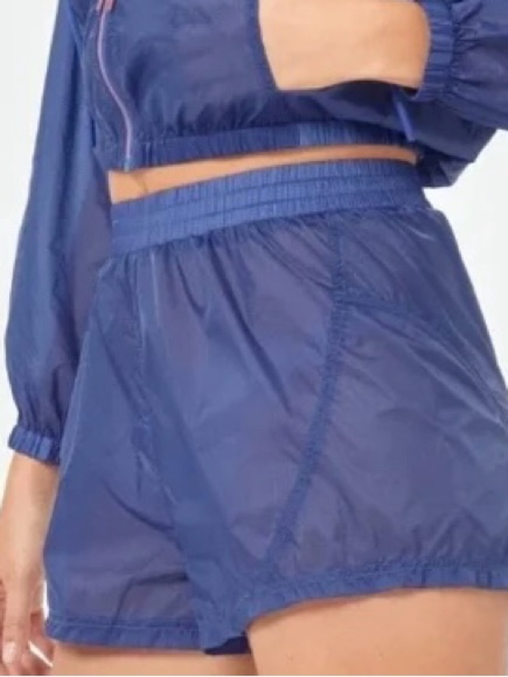 l*space Navy Elastic-Waist Athletic Shorts